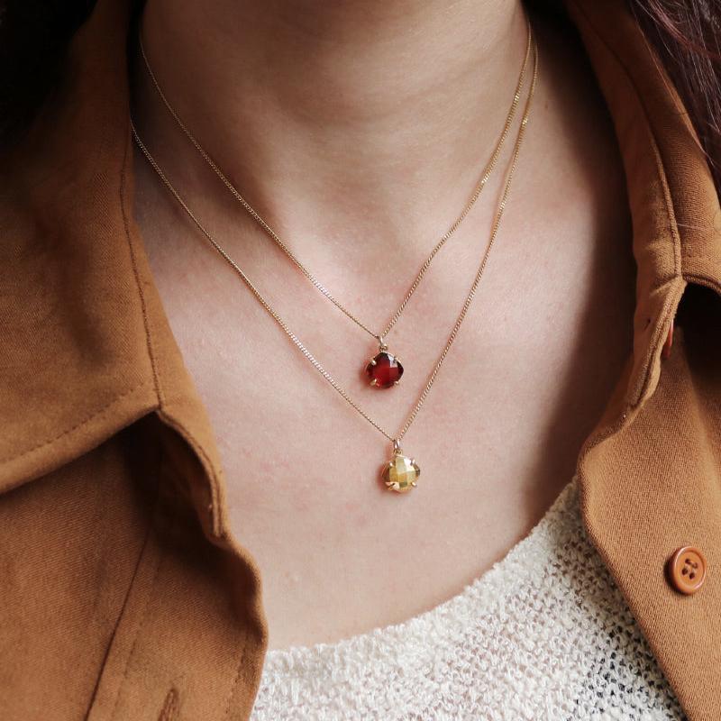 Square gem deals necklace