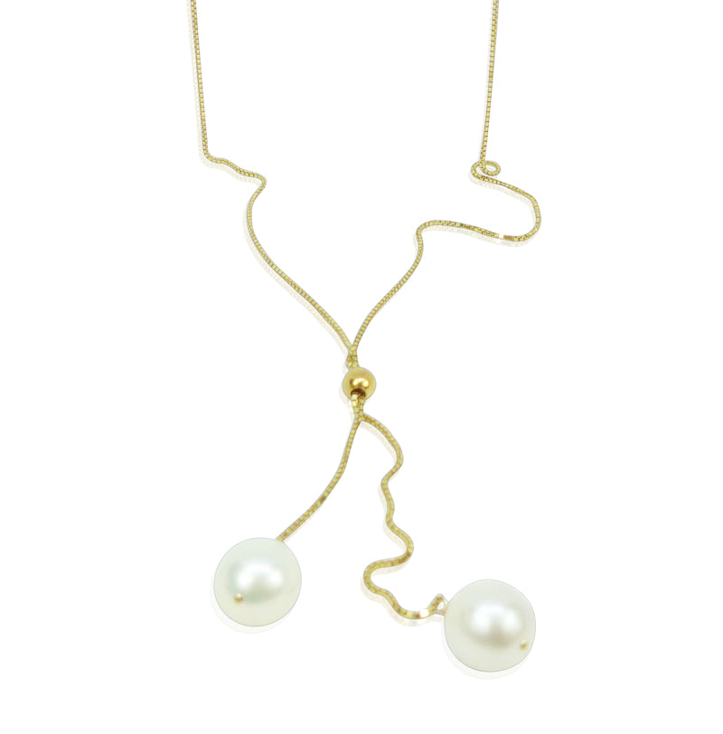 Baroque pearl deals lariat necklace