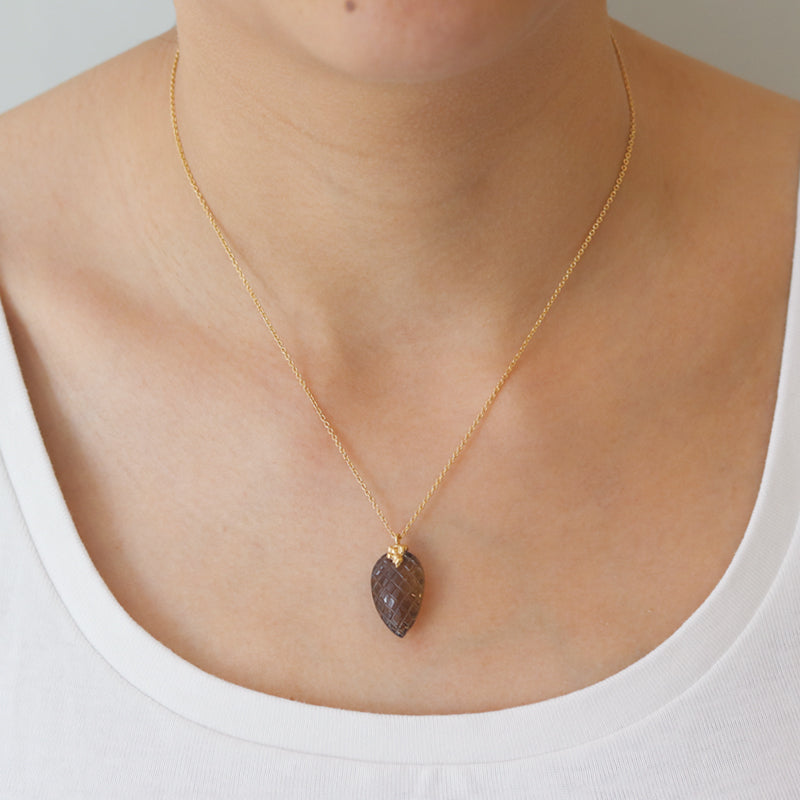 Carved Smoky Quartz Pendant