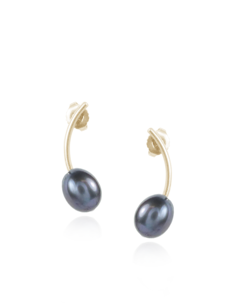 Pearl Curved Stud Earrings