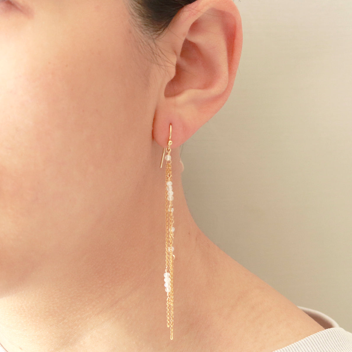 Faceted Gemstone Chain Earrings