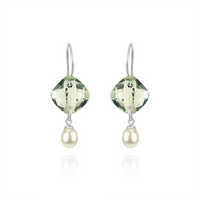 Cushion Cut Gemstones & Pearl Earrings