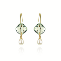 Cushion Cut Gemstones & Pearl Earrings