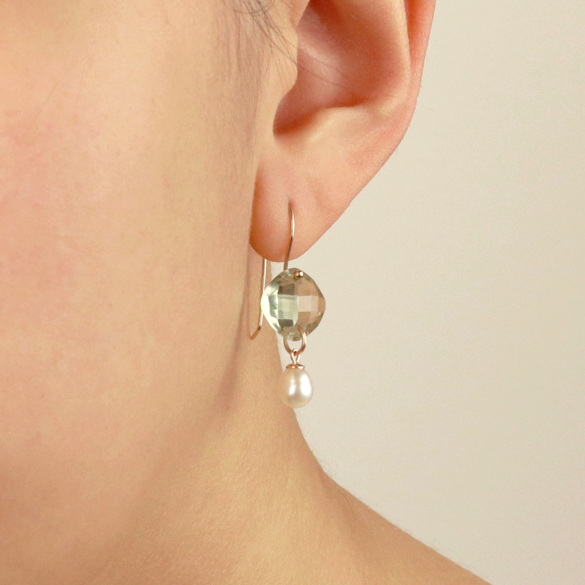 Cushion Cut Gemstones & Pearl Earrings