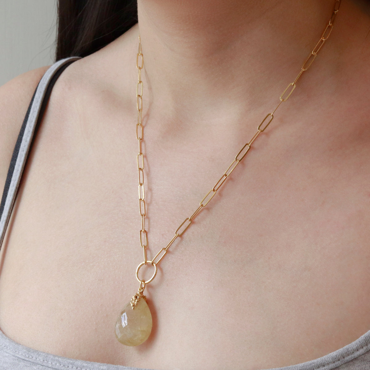 Large Pear Cut Gemstone Necklace