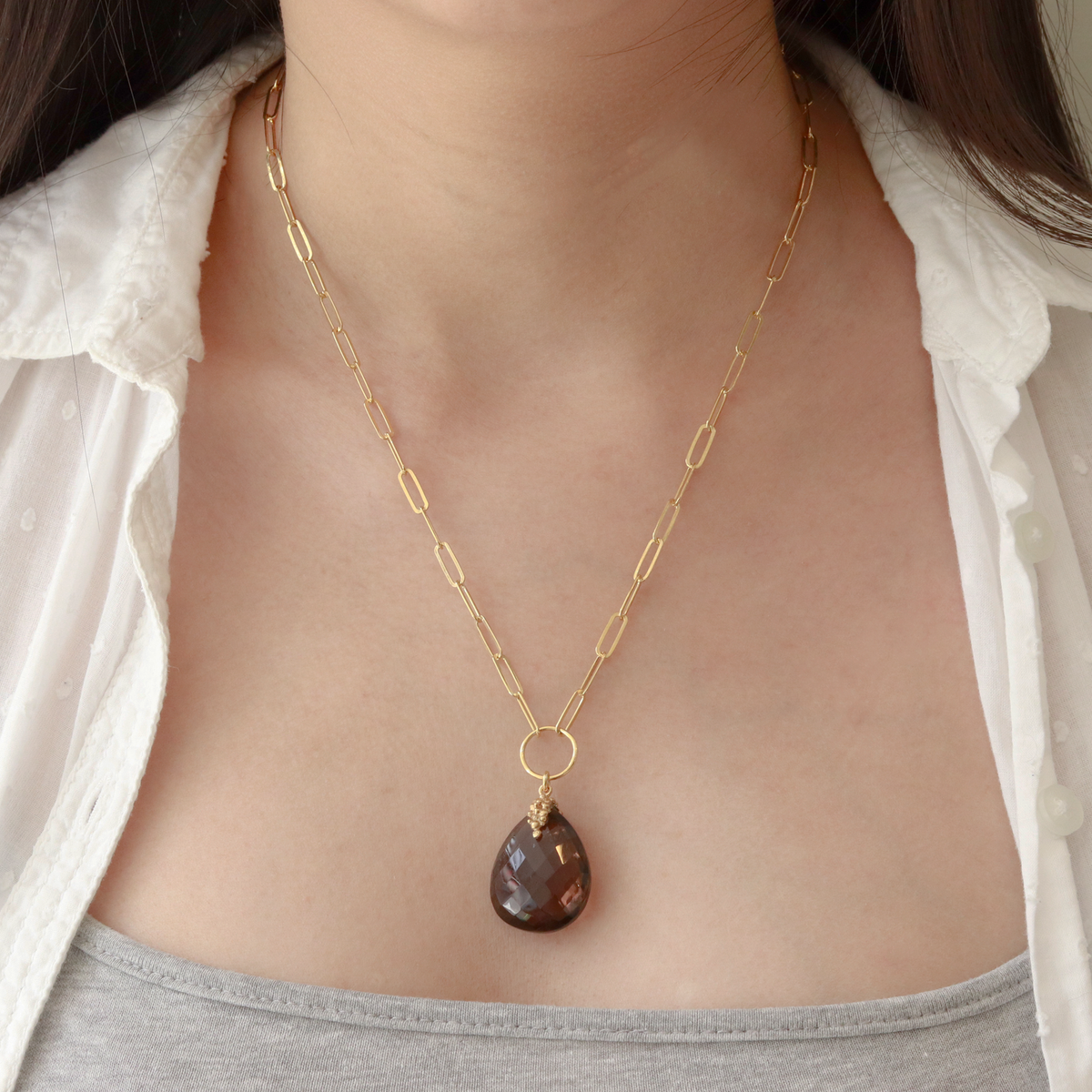 Large Pear Cut Gemstone Necklace