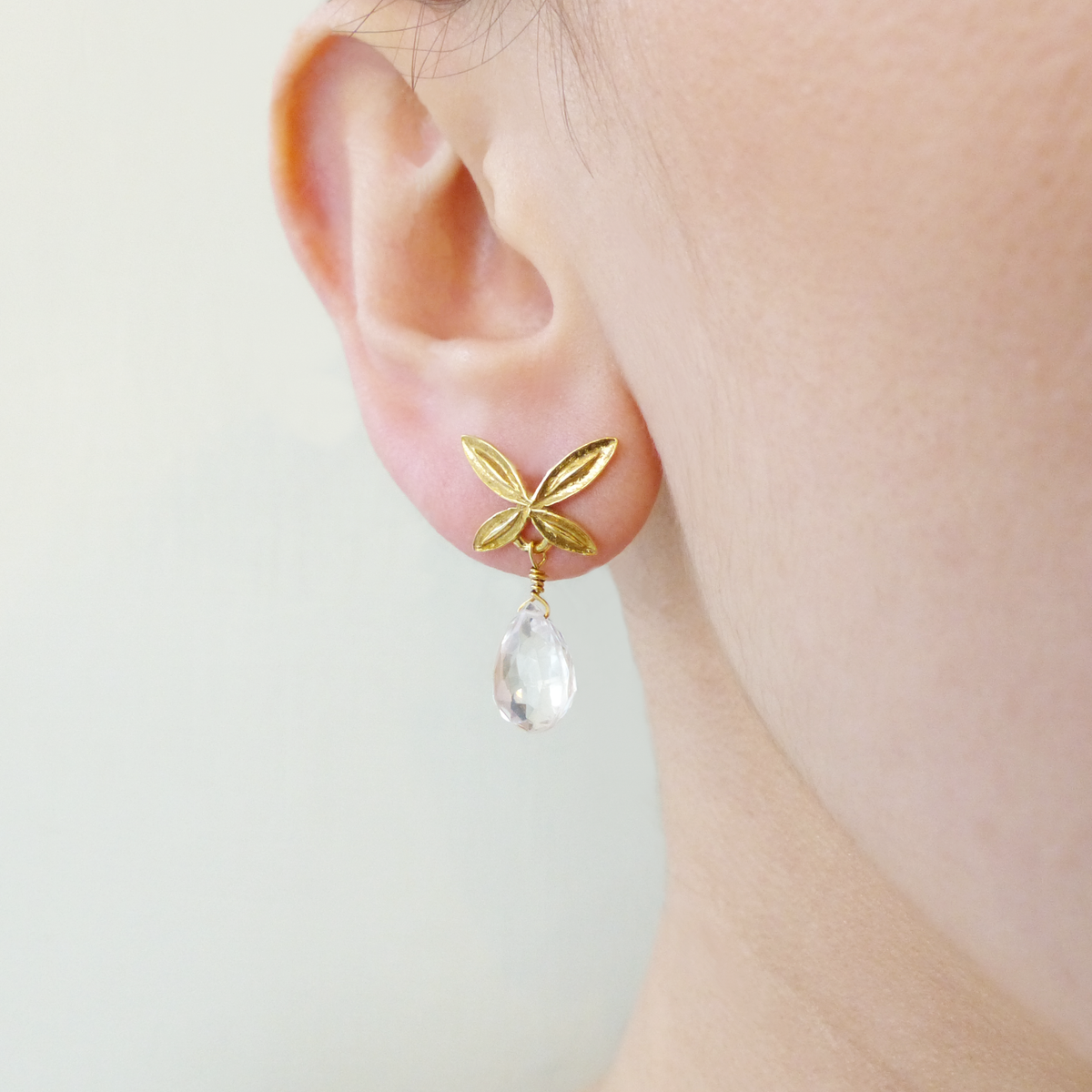 Butterfly and Stone Earrings