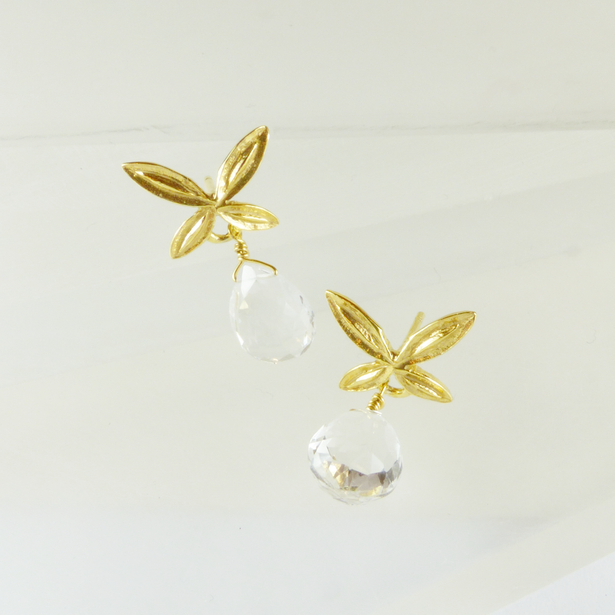 Butterfly and Stone Earrings