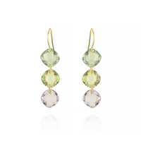 Triple Cushion Cut Gemstone Earrings