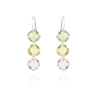 Triple Cushion Cut Gemstone Earrings