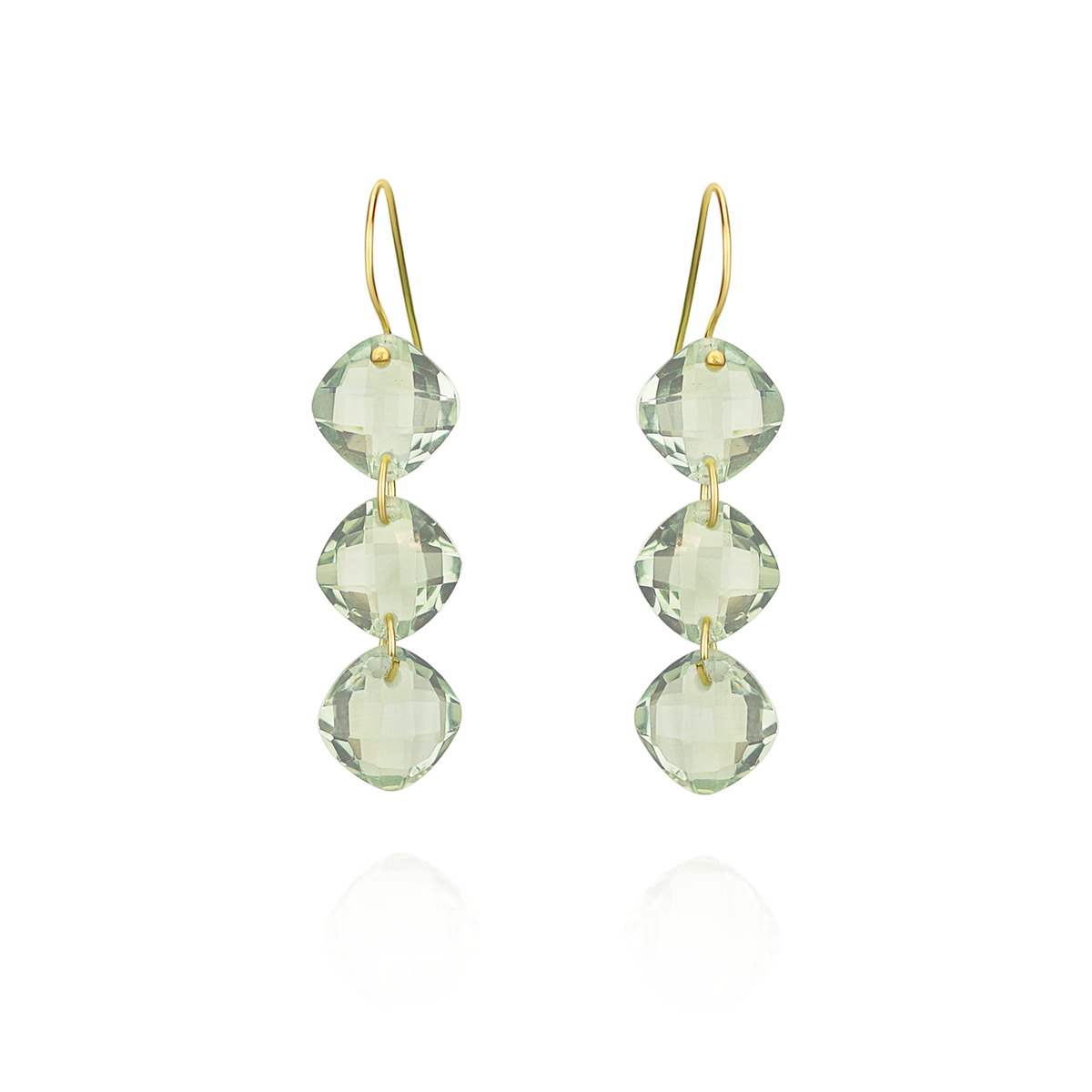 Triple Cushion Cut Gemstone Earrings