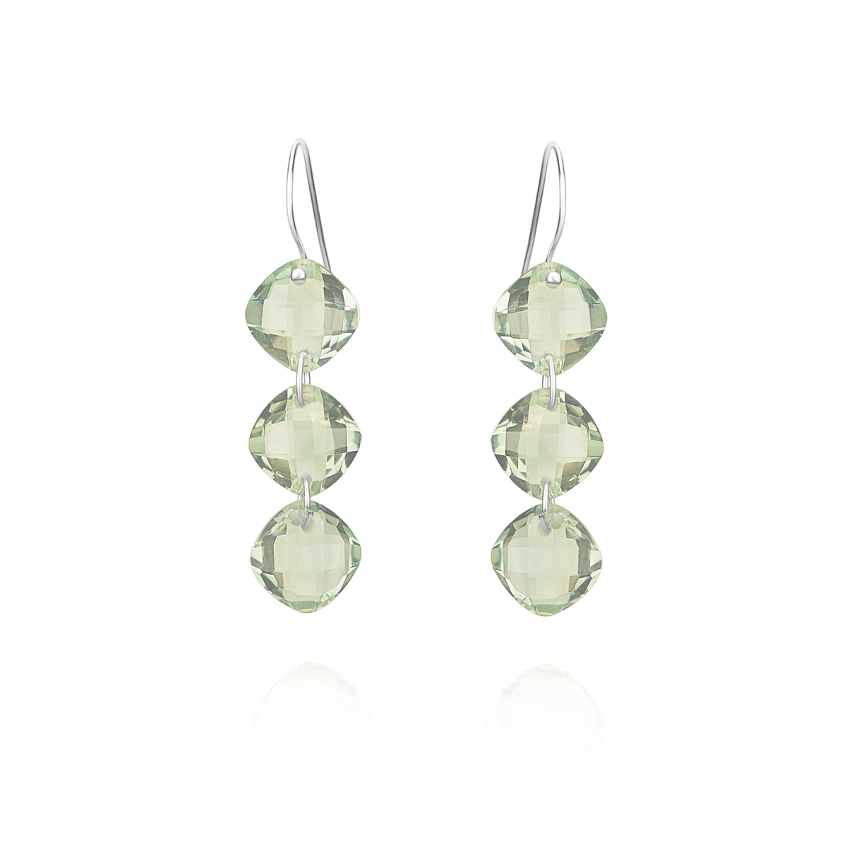 Triple Cushion Cut Gemstone Earrings