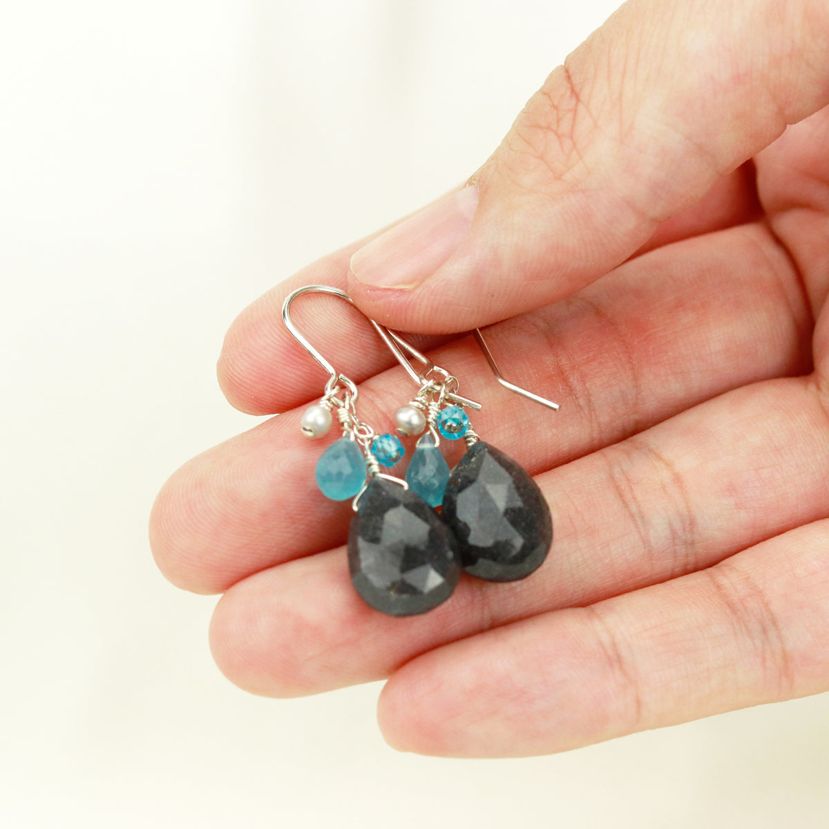 Grey Moonlight Cluster Earrings