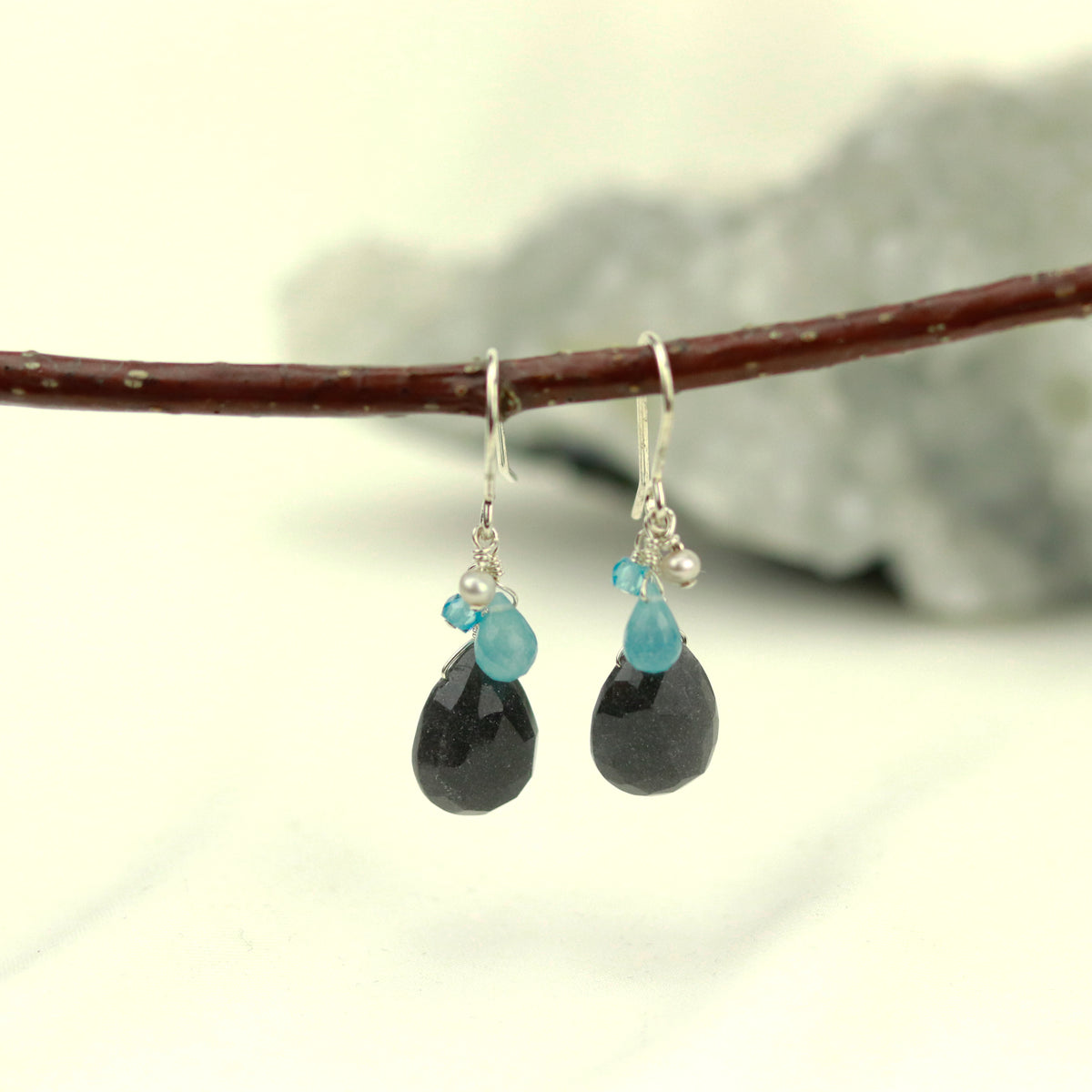 Grey Moonlight Cluster Earrings