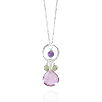 Hammered circle design with gemstone drop pendant necklace, adding elegance and shine.