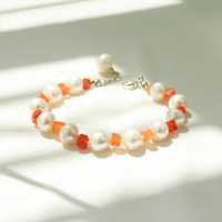 Knotted Pearl & Carnelian Bracelet