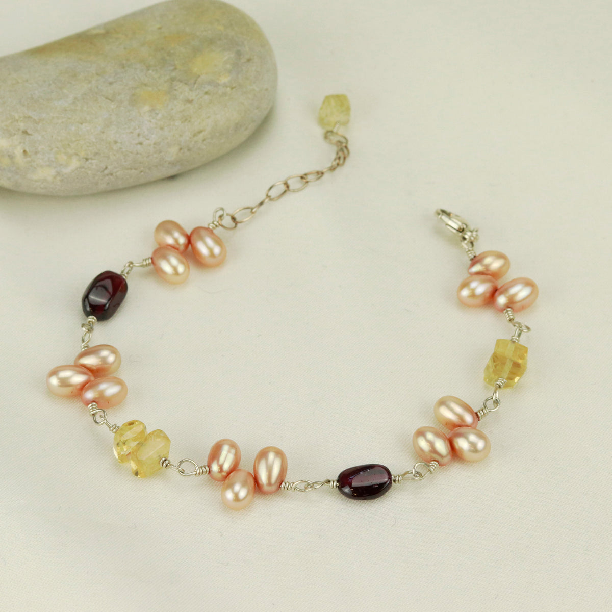 Mixed Pink Pearl and Gemstone Bracelet