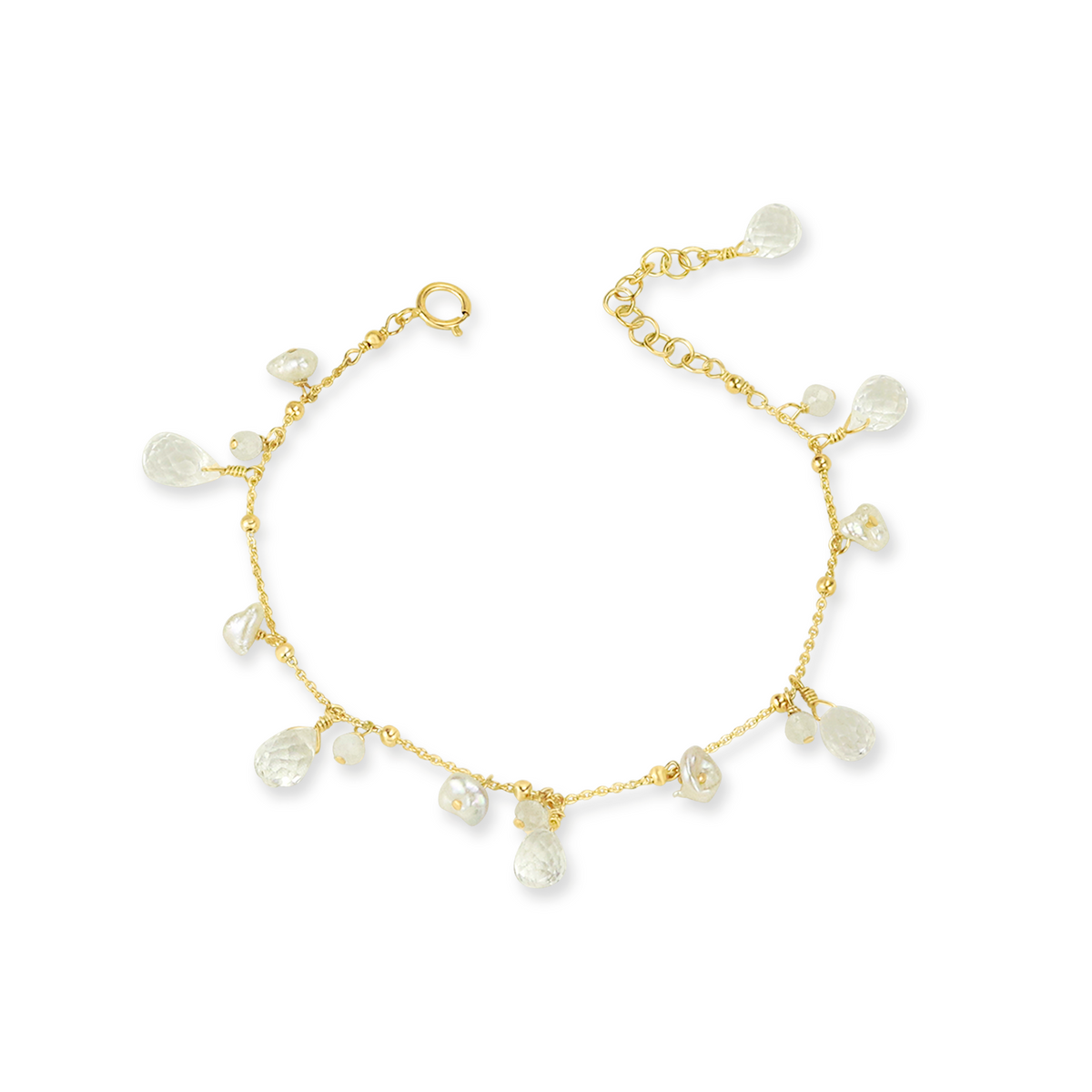 Pearl & Rock Crystal Satellite Chain Bracelet