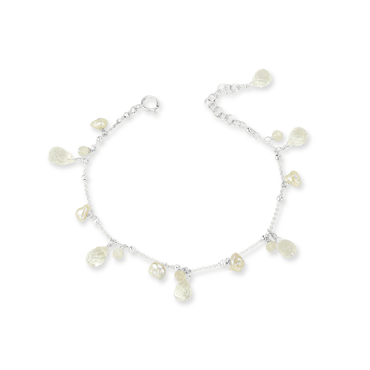 Pearl & Rock Crystal Satellite Chain Bracelet