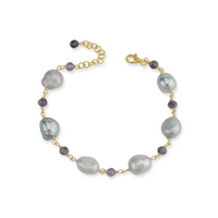 Grey Pearl & Iolite Bracelet