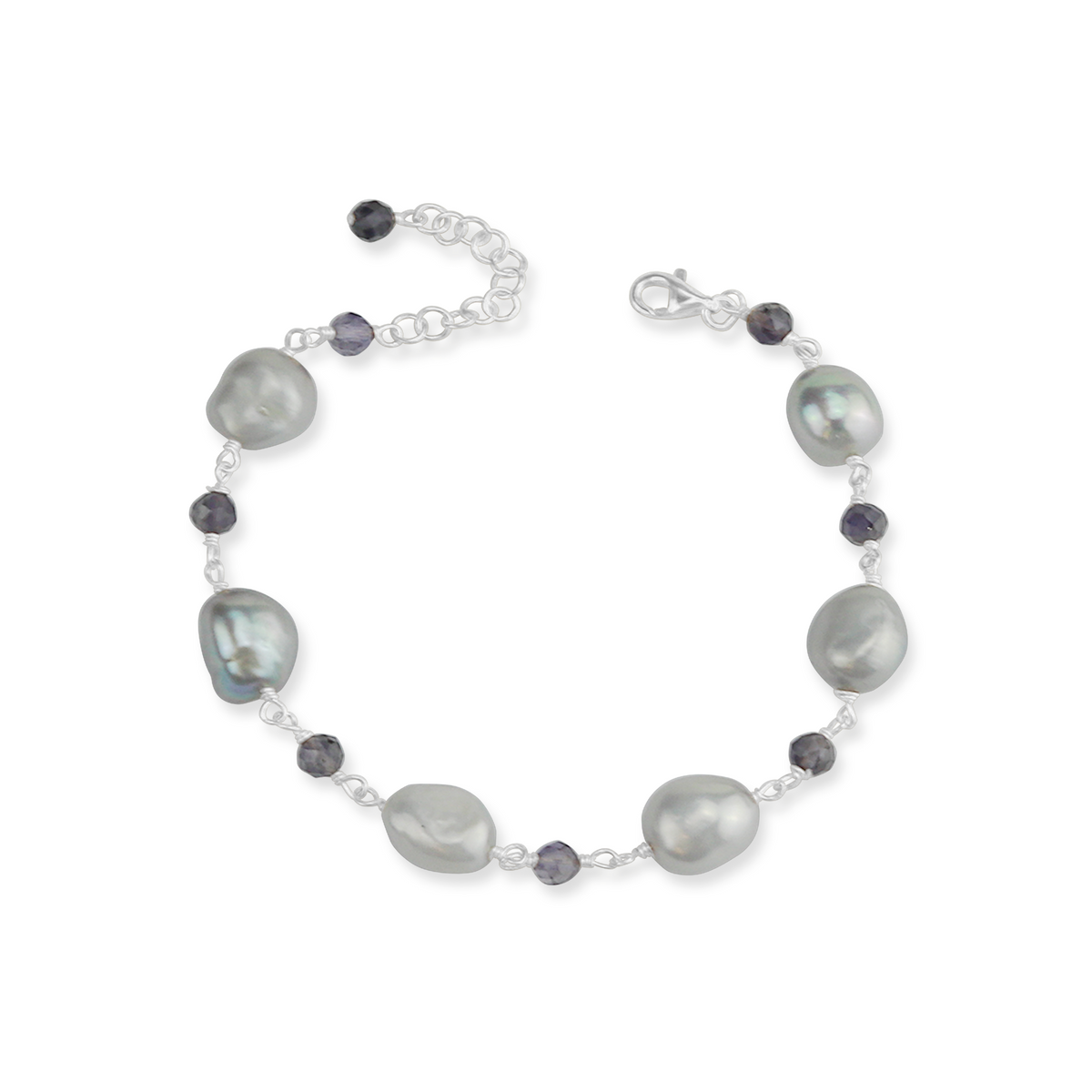 Grey Pearl & Iolite Bracelet