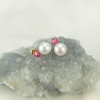 Pearl and Faceted Stone Stud