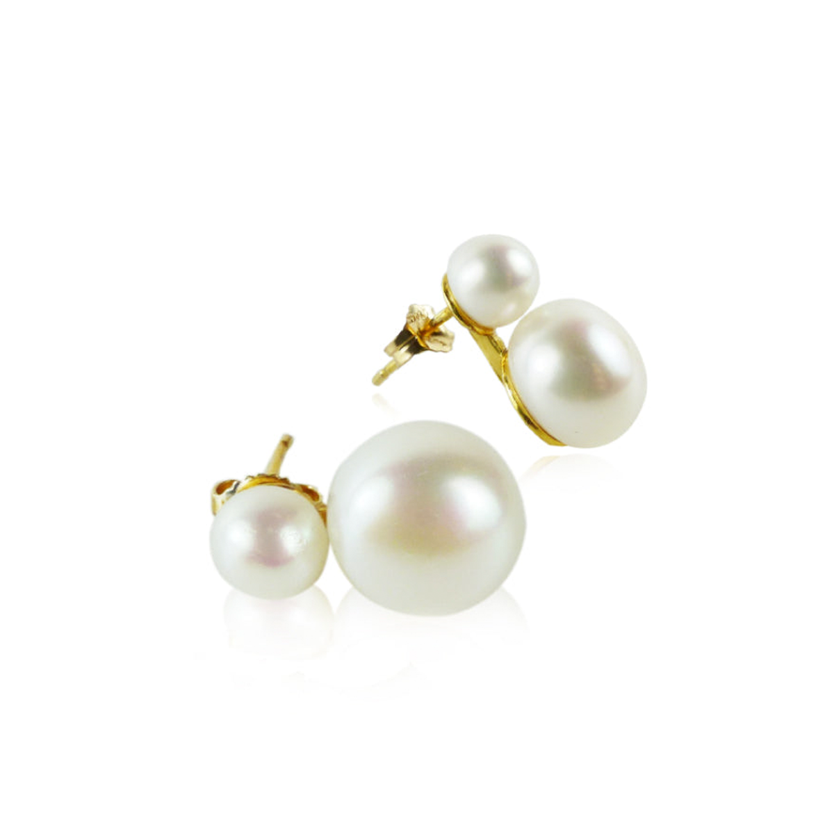 Double Pearl Stud Earrings