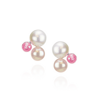 Triple Pearl & Stone Studs