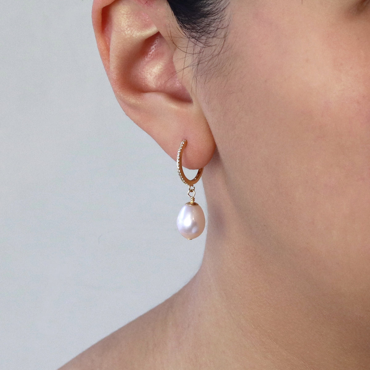 Pearl & Clear Zircon Hoops