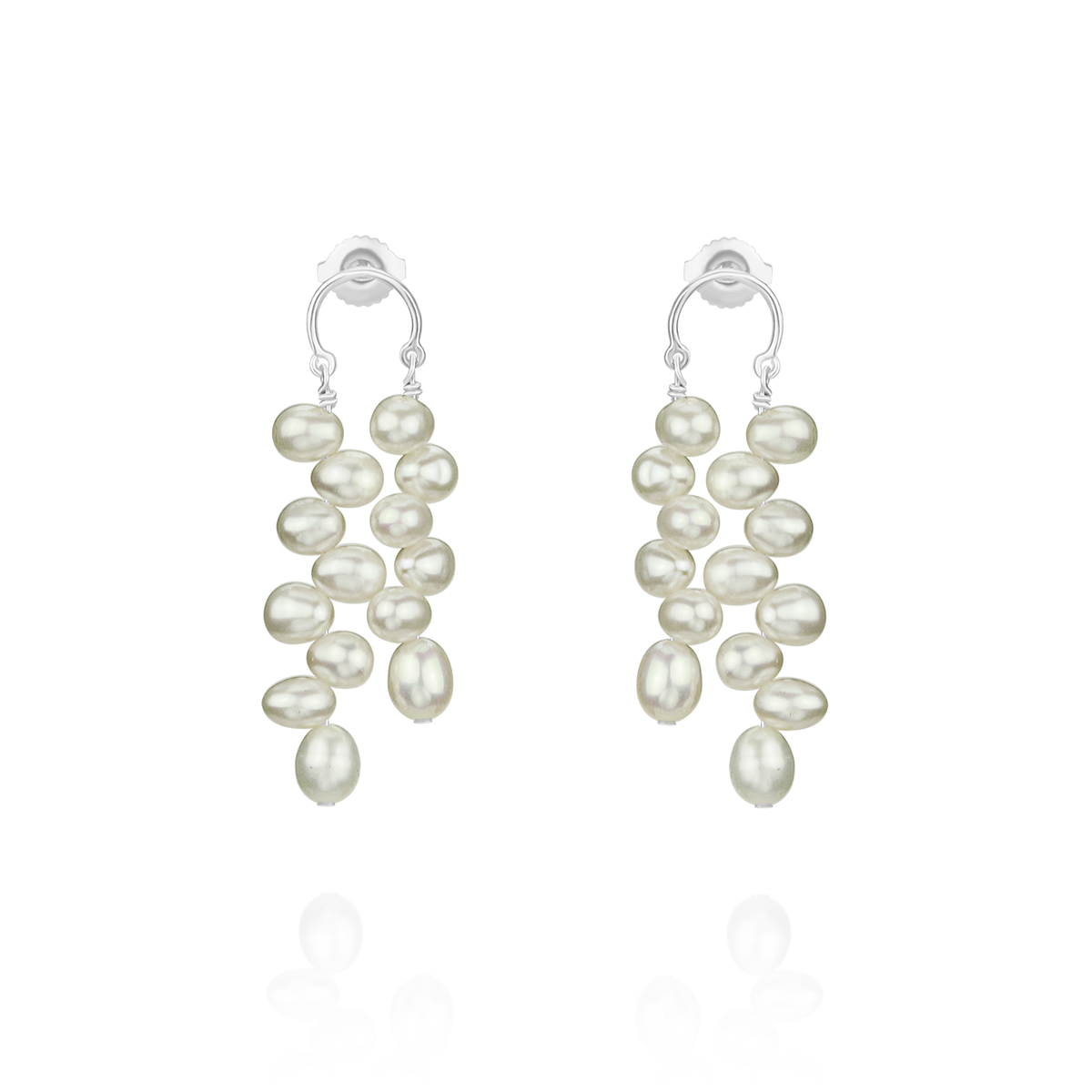 Zigzag Double Drop Pearl Earrings