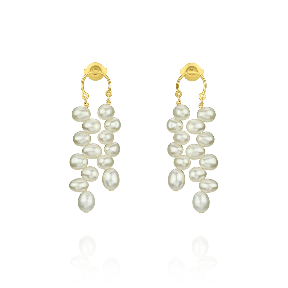 Zigzag Double Drop Pearl Earrings