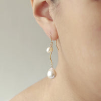 Swirly Double Pearl Drop Earrings