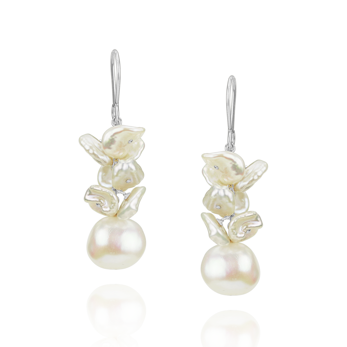 Keshi Pearl Cluster Drop Earrings