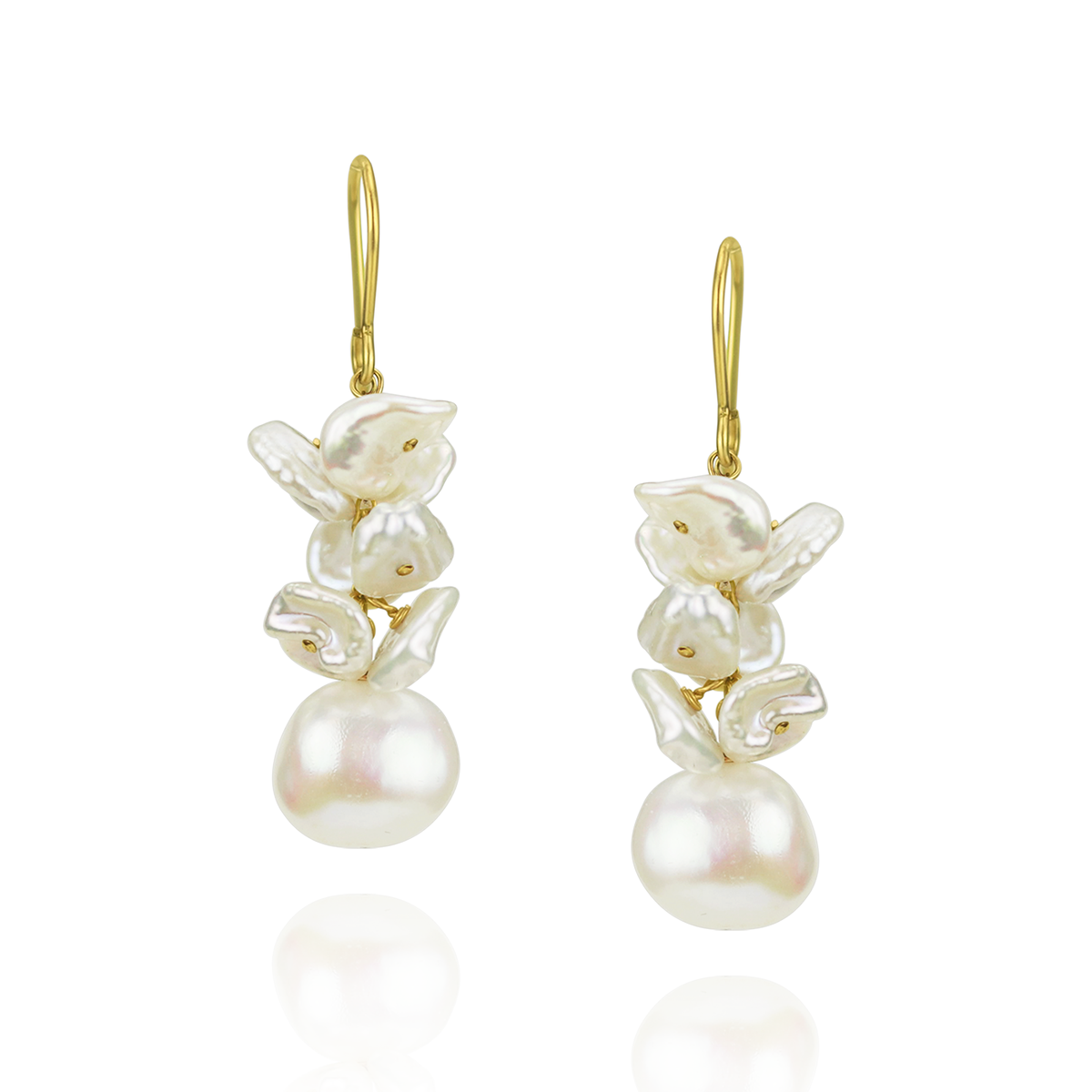 Keshi Pearl Cluster Drop Earrings