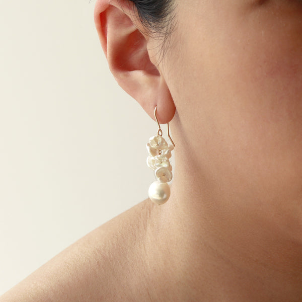 Keshi Pearl Cluster Drop Earrings