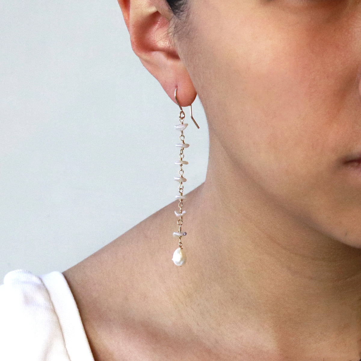 Long Petite Keshi Earrings