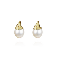 Large Flower Bud Pearl Studs