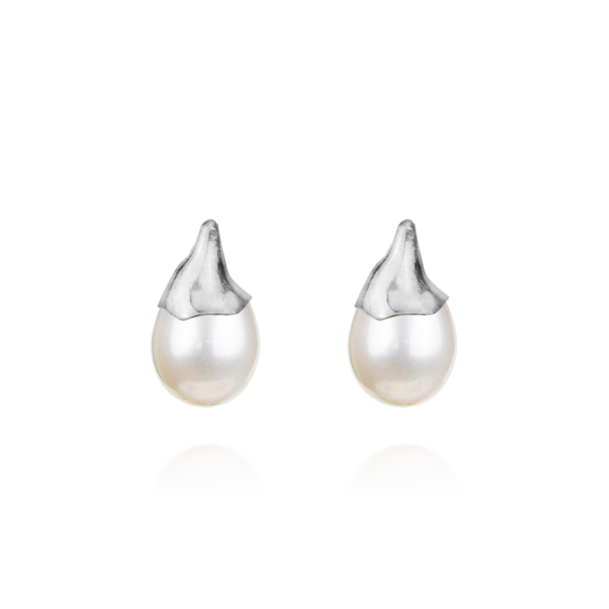 Large Flower Bud Pearl Studs