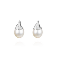 Large Flower Bud Pearl Studs