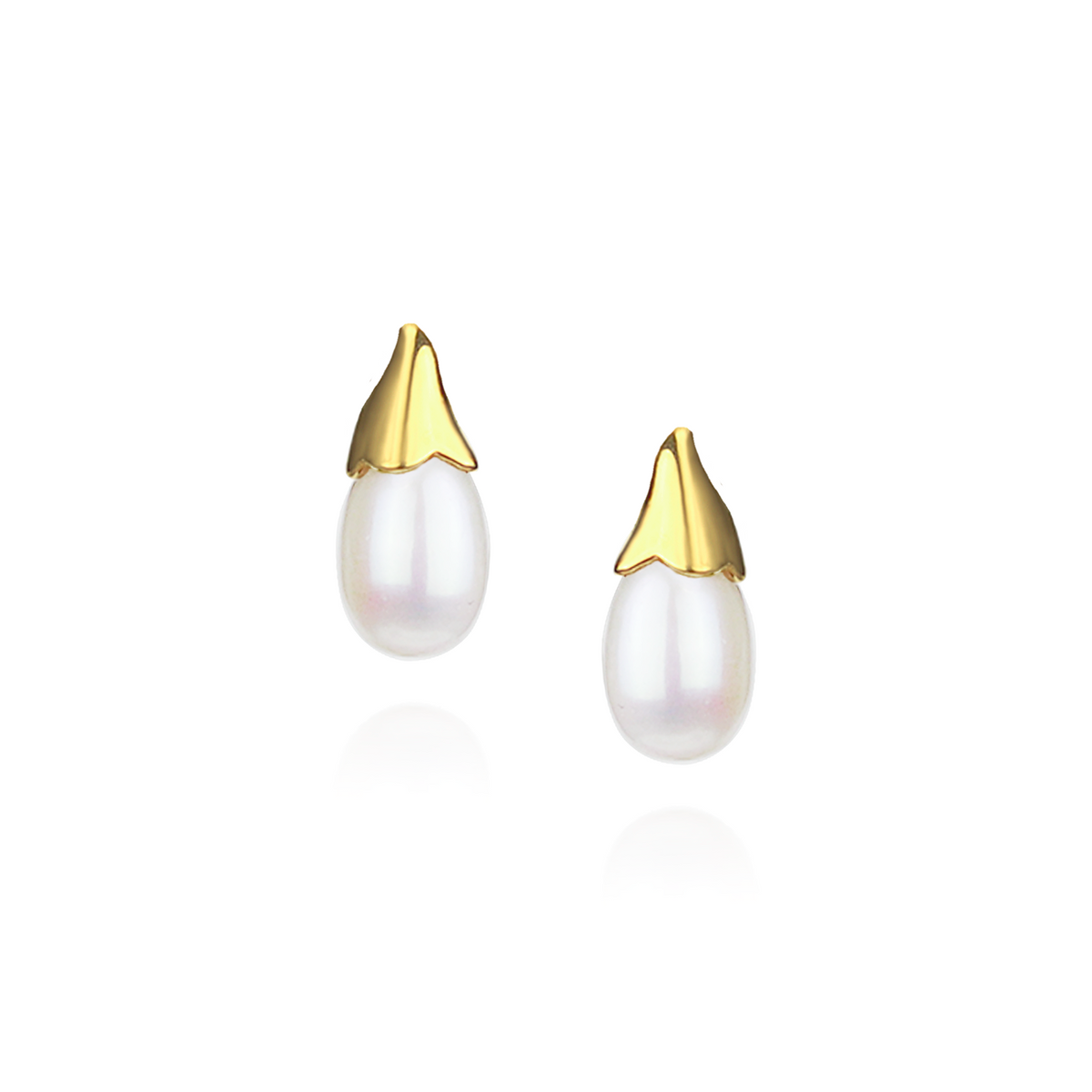 Flower Bud Pearl Studs