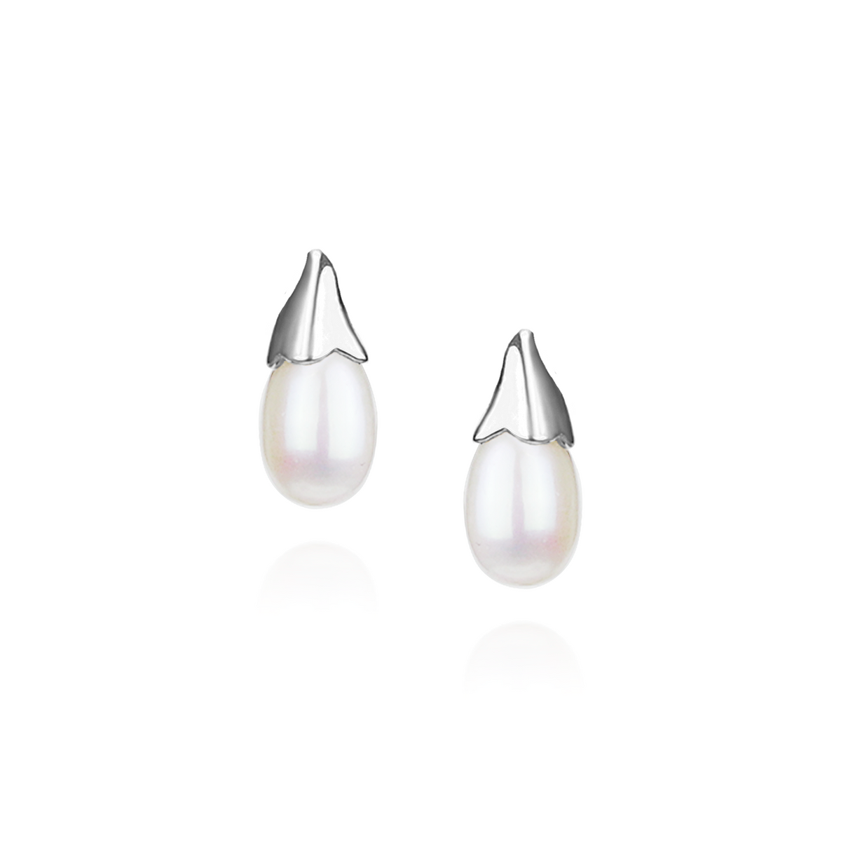 Flower Bud Pearl Studs