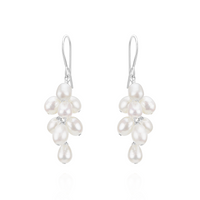 Rice Pearl Grape Cluster Earrings