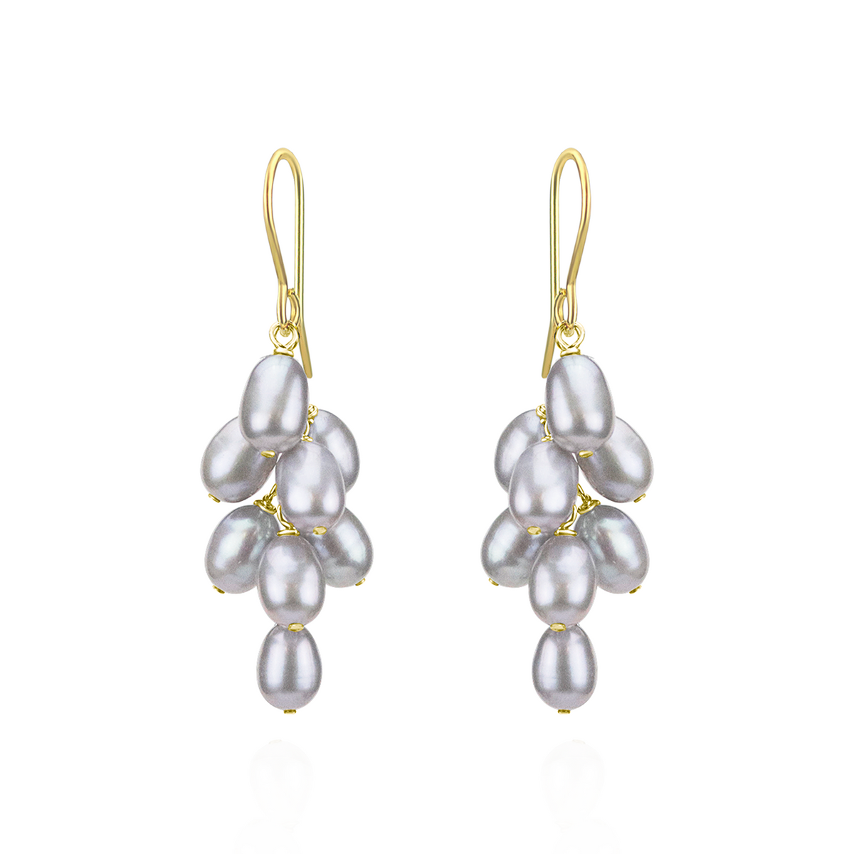 Rice Pearl Grape Cluster Earrings