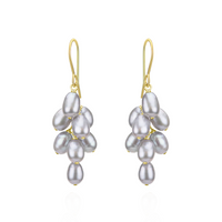 Rice Pearl Grape Cluster Earrings