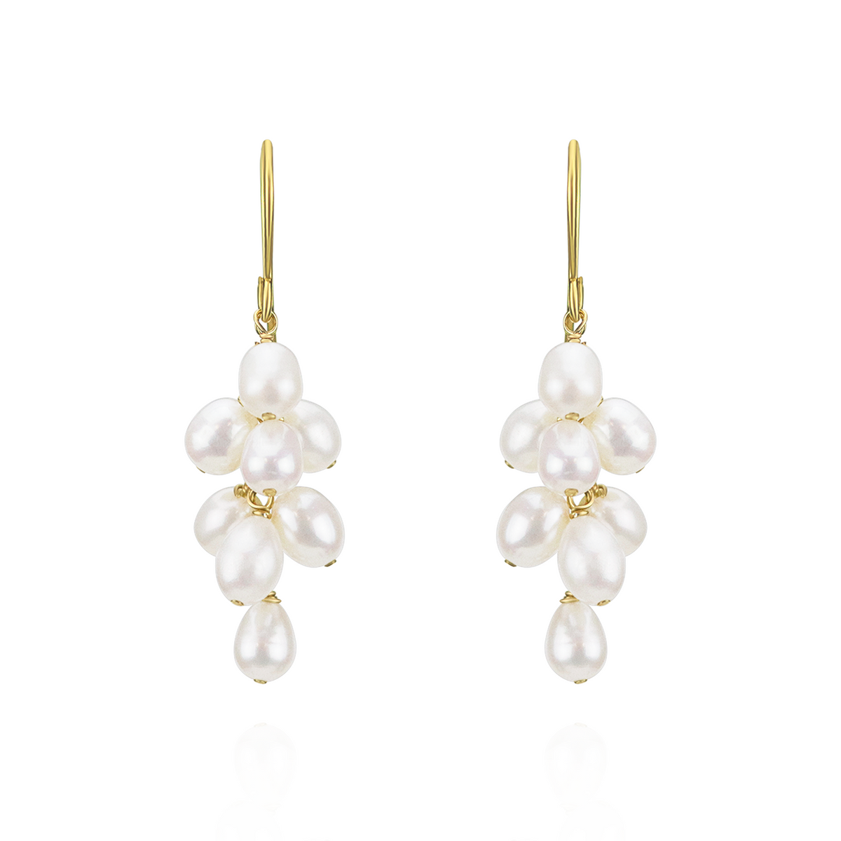 Rice Pearl Grape Cluster Earrings