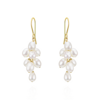 Rice Pearl Grape Cluster Earrings