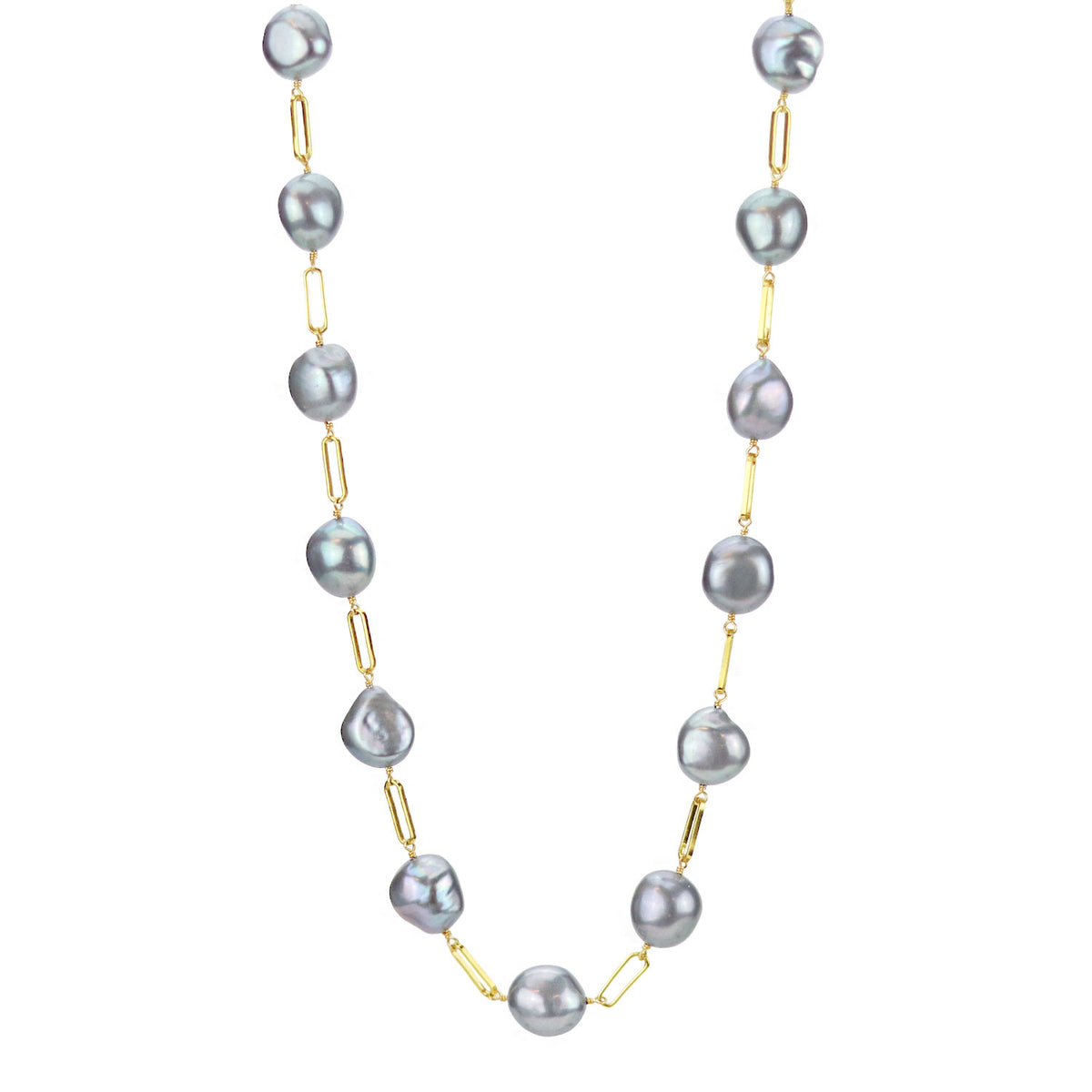 Alternating Pearl & Chain Necklace