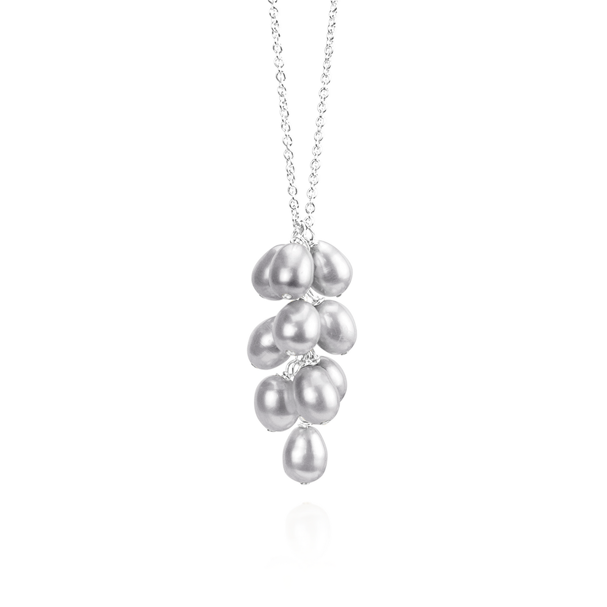 Rice Pearl Grape Cluster Pendant Necklace