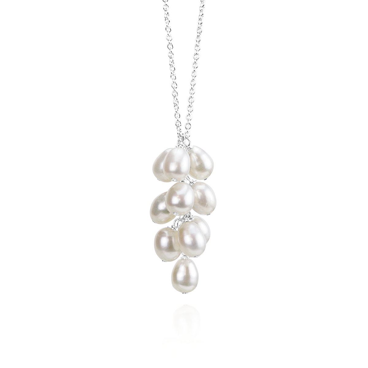 Rice Pearl Grape Cluster Pendant Necklace