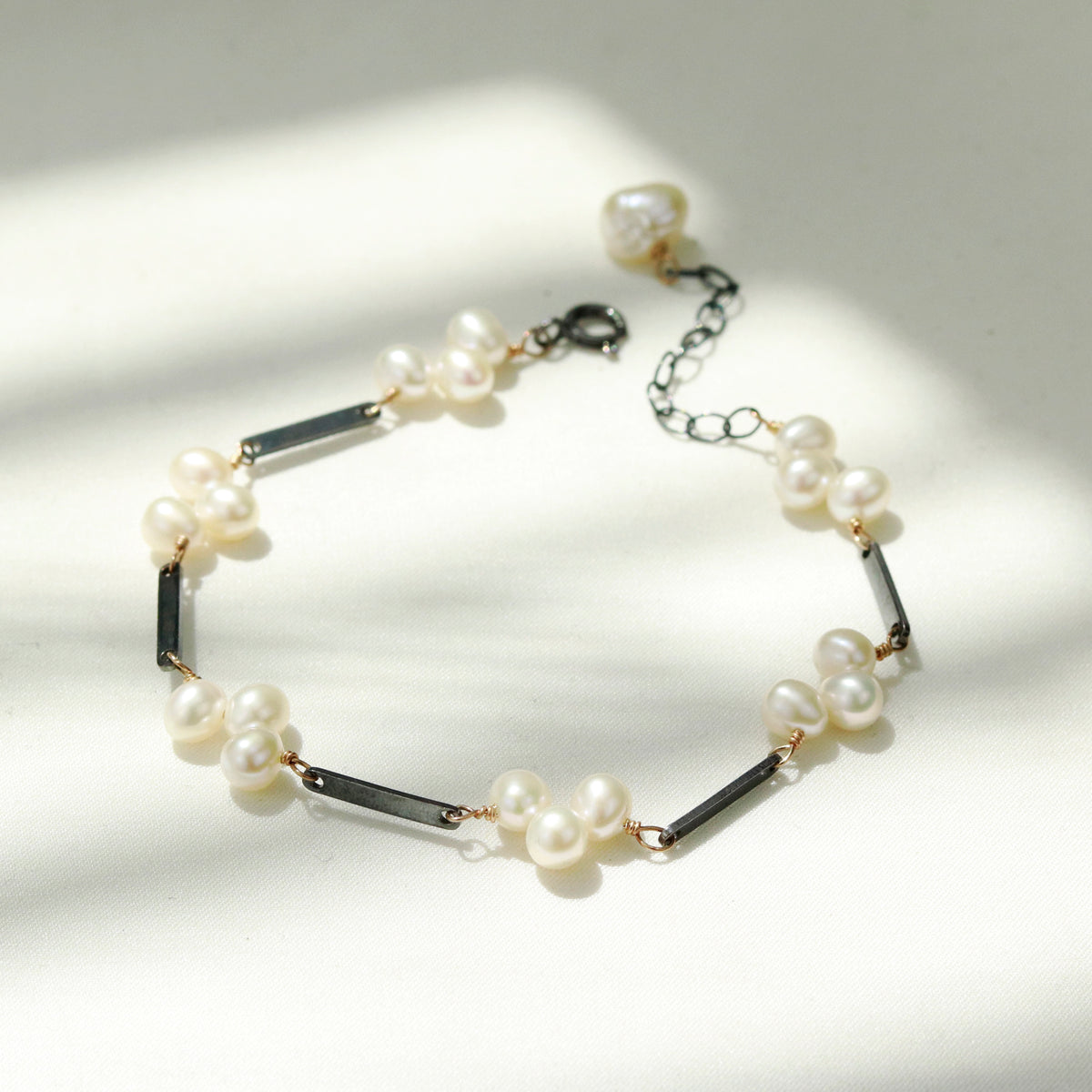 Pearl & Oxidised Silver Bracelet